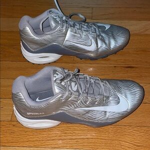 Nike Metallic Silver and White Speedlax Shoes Lacrosse Sneakers